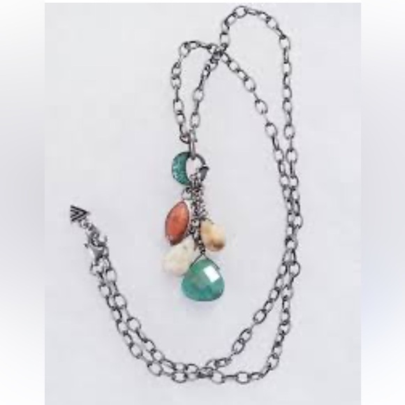 Silpada Turquoise, Red Coral & White Quartz Stones on .925 Sterling Silver Chain - Picture 2 of 6